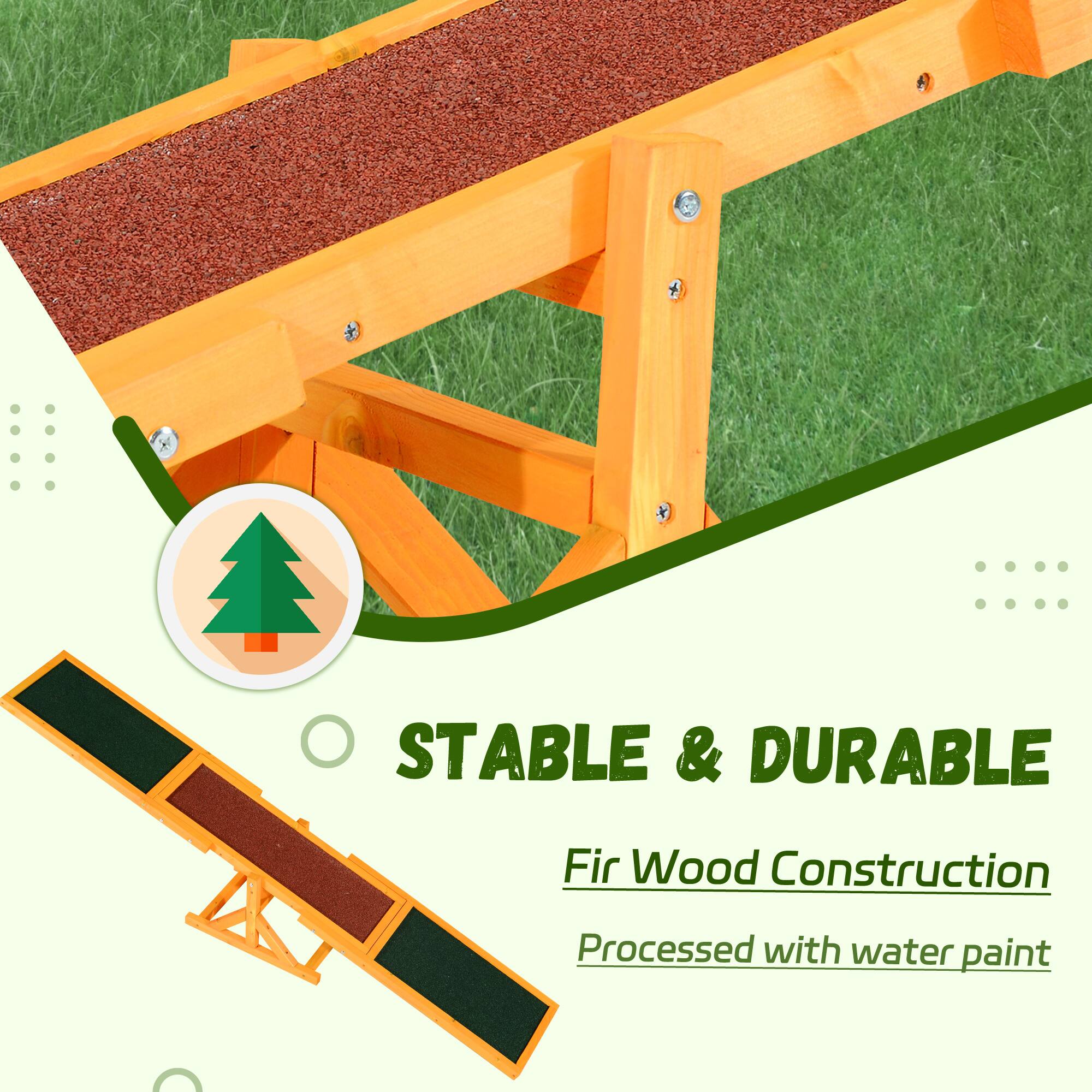 Back. TinyHomie - PawHut 71Lx12Wx12H Wooden Dog Agility Seesaw Natural - brown.