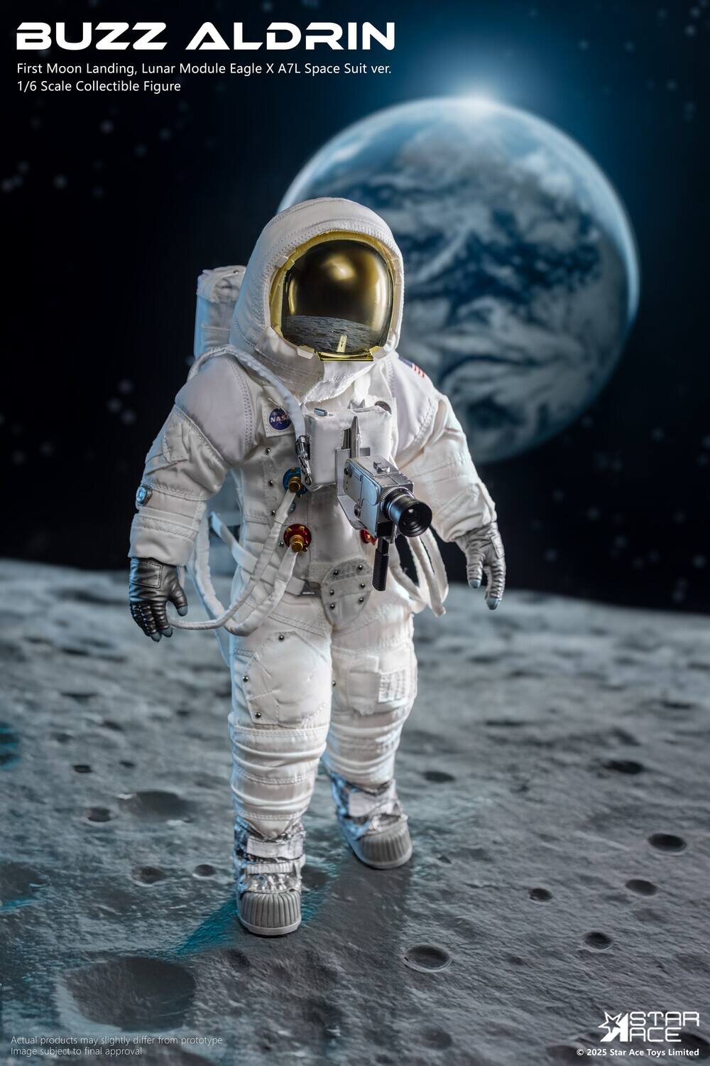 BUZZ ALDRIN  
First Moon Landing, Lunar Module Eagle X A7L Space Suit ver. 1/6 Scale Collectible Figure  
Actual products may slightly differ from prototype. Image subject to final approval.  
© 2025 Star Ace Toys Limited