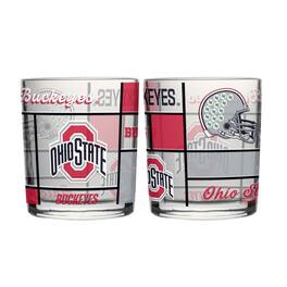 Logo Brands - Ohio State Buckeyes 12oz. Quilted Stained Two-Pack Rocks Glass Set - Multicolor