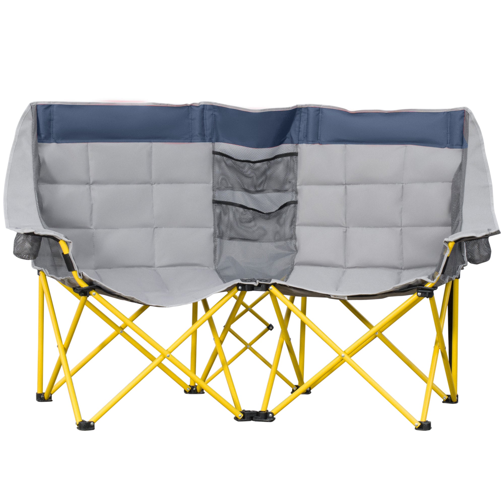 Outsunny - Style Camping Chair, Oversized Folding Lawn Chair with Carry Bag & Cup Holders, for Outdoor - Navy Blue