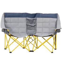 Outsunny - Style Camping Chair, Oversized Folding Lawn Chair with Carry Bag & Cup Holders, for Outdoor - Navy Blue