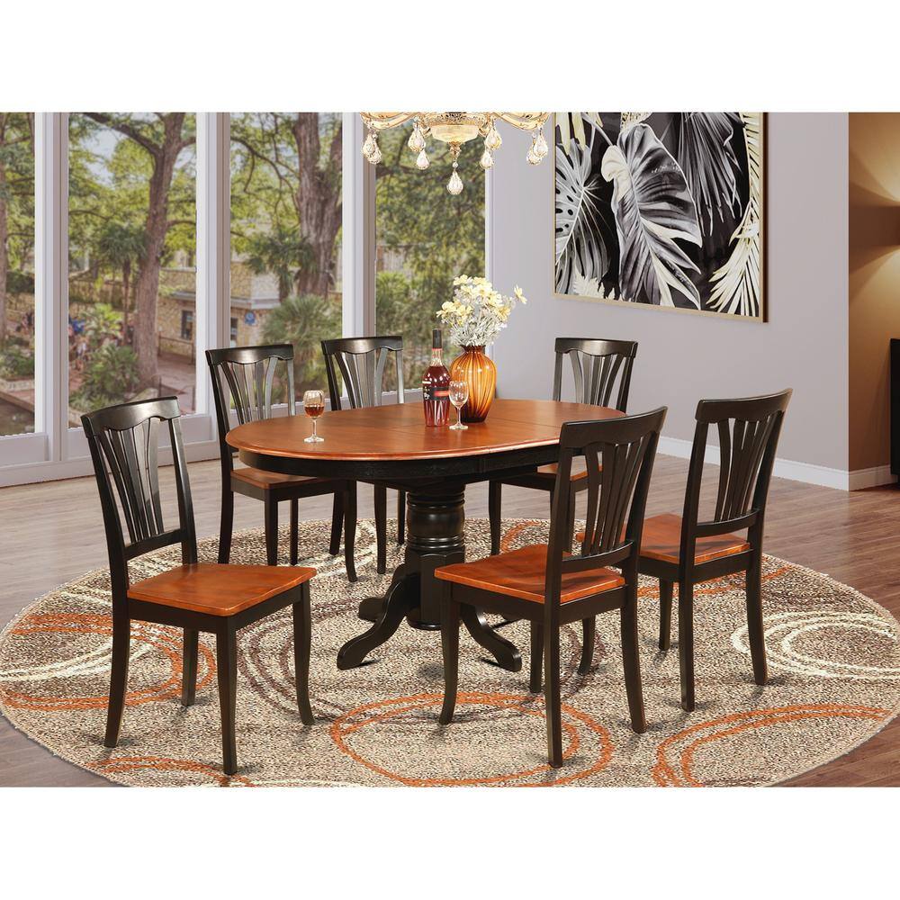 East West Furniture 7 Pc Dining room set Oval Table with Leaf and 6 ...