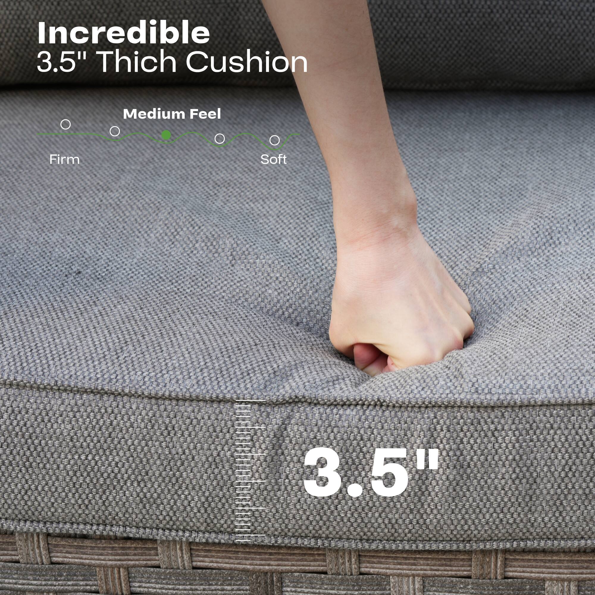 Incredible 3.5" Thick Cushion

Medium Feel

Firm Soft

3.5"