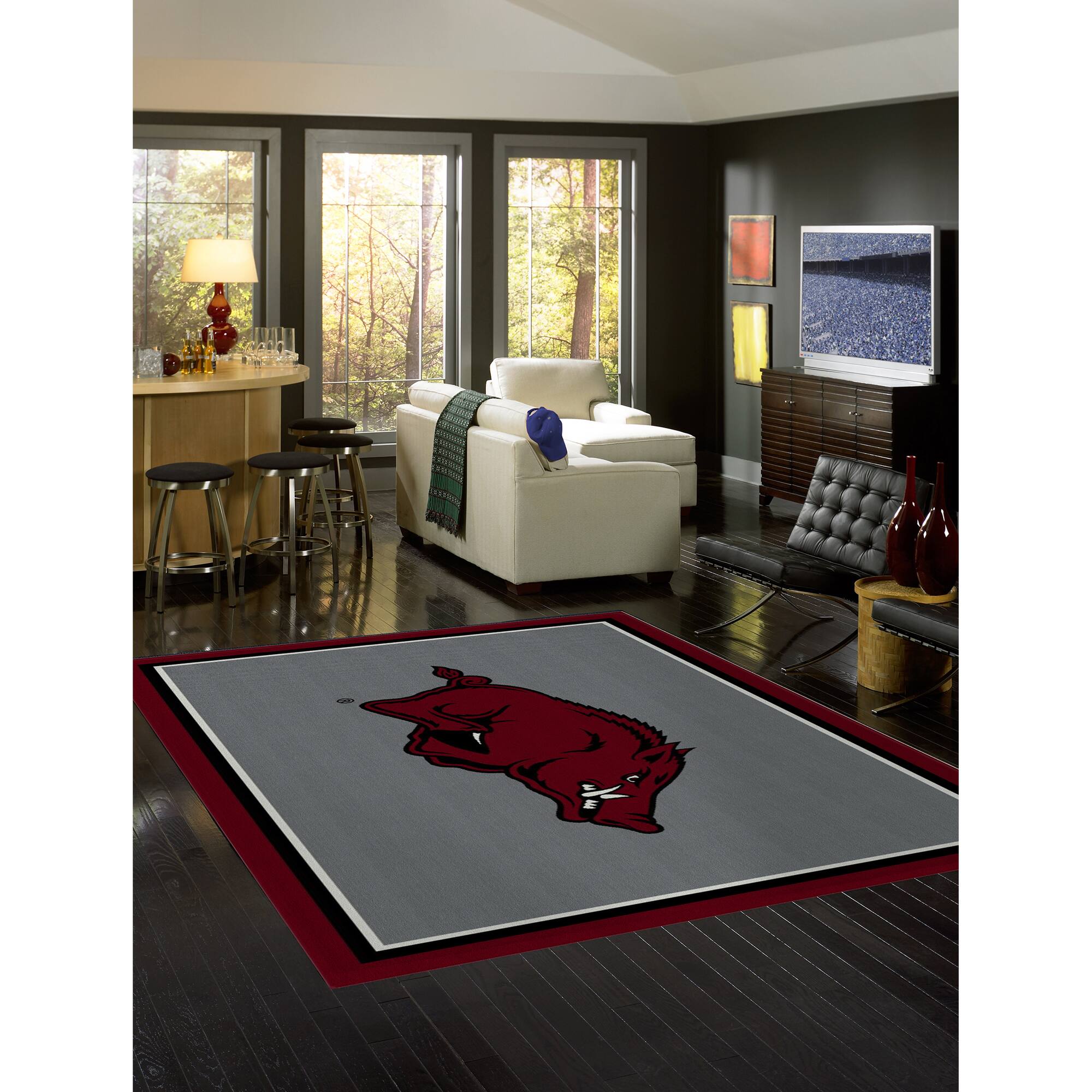 Alt View 1. Imperial - Arkansas Razorbacks 7'8'' x 10'9'' Spirit Rug - Black.