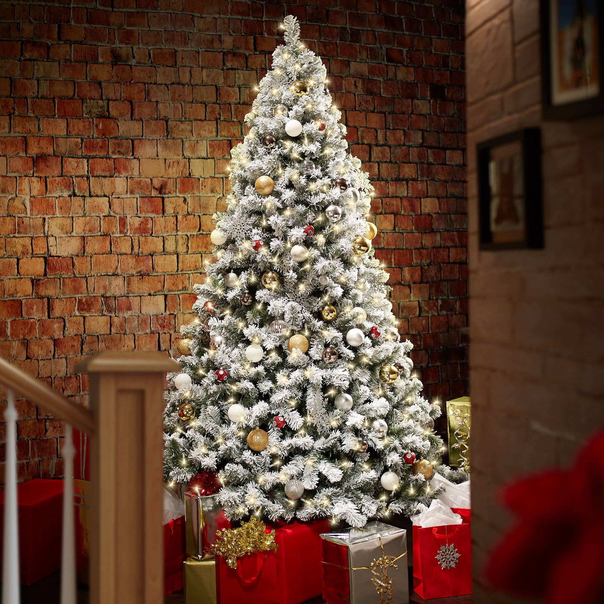Alt View 1. Casafield - Realistic Snow-Flocked Pine Artificial Holiday Christmas Tree - Green.
