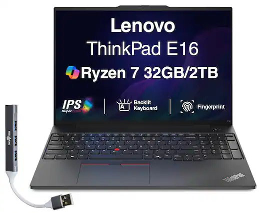 Lenovo ThinkPad E16 Ryzen 7 32GB/2TB IPS SuperCLEAR Backlit Keyboard Fingerprint