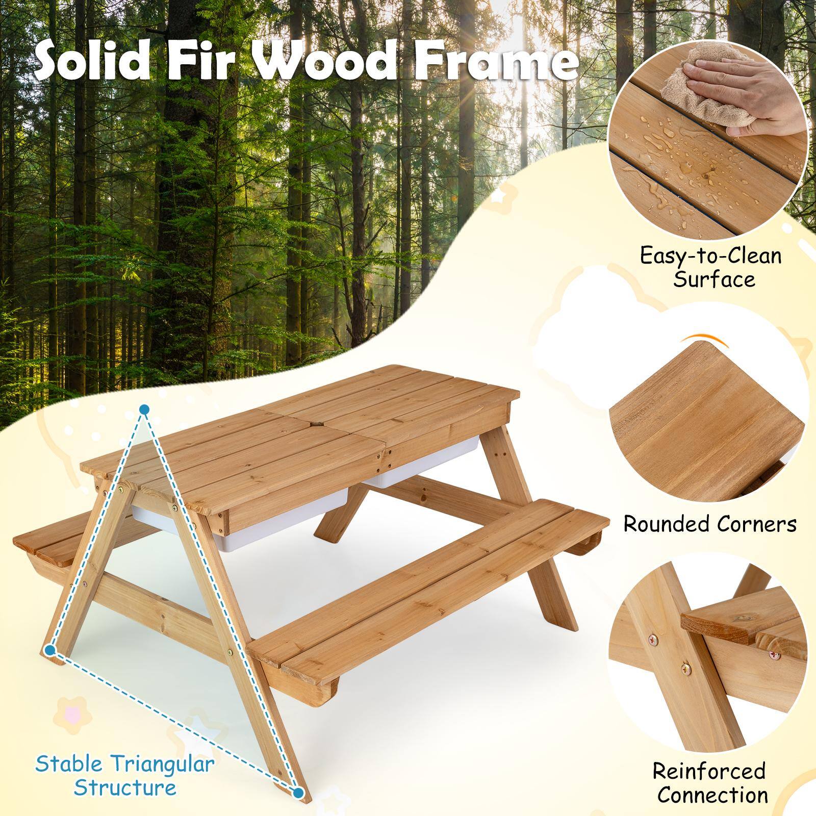 Solid Fir Wood Frame  
Easy-to-Clean Surface  
Rounded Corners  
Stable Triangular Structure  
Reinforced Connection