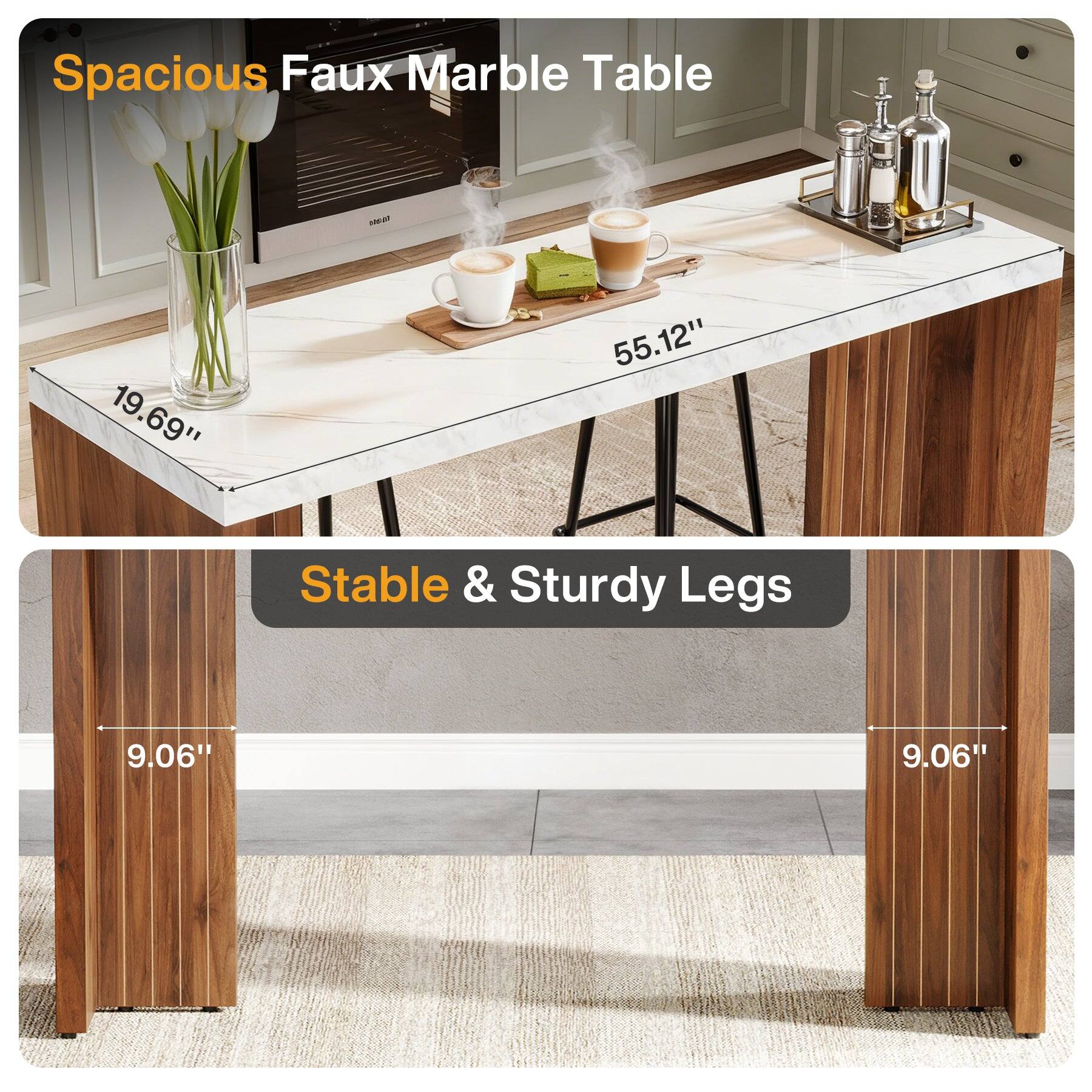Spacious Faux Marble Table

WEB
19.69"
55.12"

Stable & Sturdy Legs
9.06"
9.06"