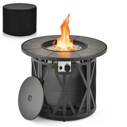 Front. SKONYON - Outdoor Propane Fire Pit Table with Ceramic Tile Top 30000 BTU Output and Heavy Duty Frame.