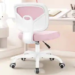 KERDOM - Kids Desk Chair, Height Adjustable Ergonomic Study Chair, Swivel Mesh Task Student Chair for 4-12 Growing Teen Child - Pink