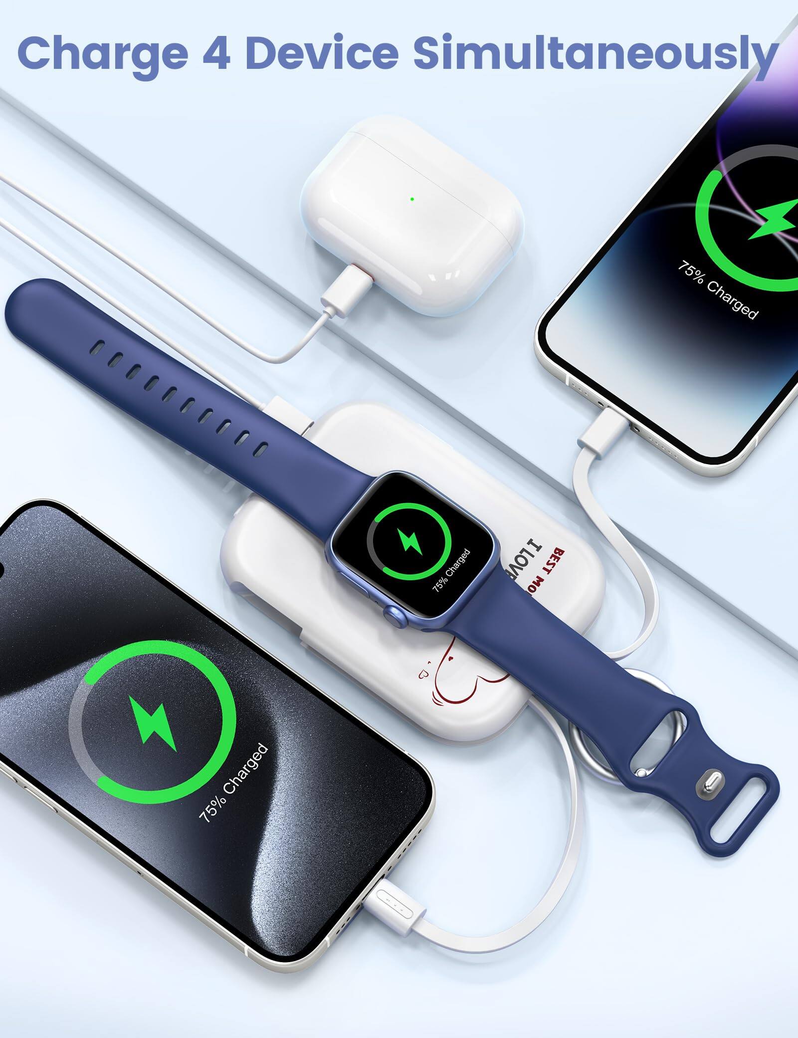 Charge 4 Device Simultaneously

75% Charged

Charged 75%

I LOVE BEST

Charged 75%