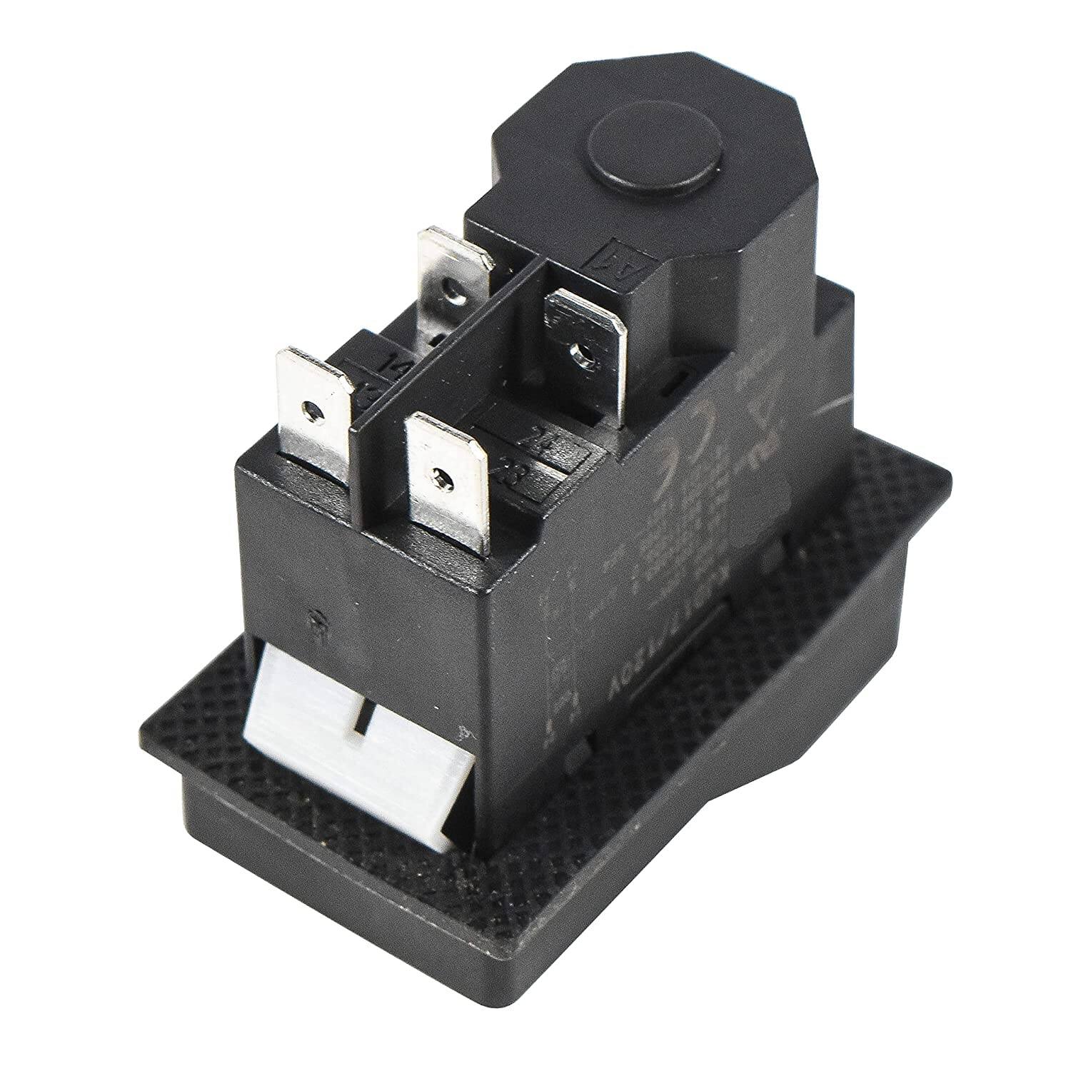 Left. HQRP - On-Off Magnetic Power Switch, 4-Pin 16 A 120 V UL Listed, for DeWalt DWE7490X DWE7491RS Table Saw - black.