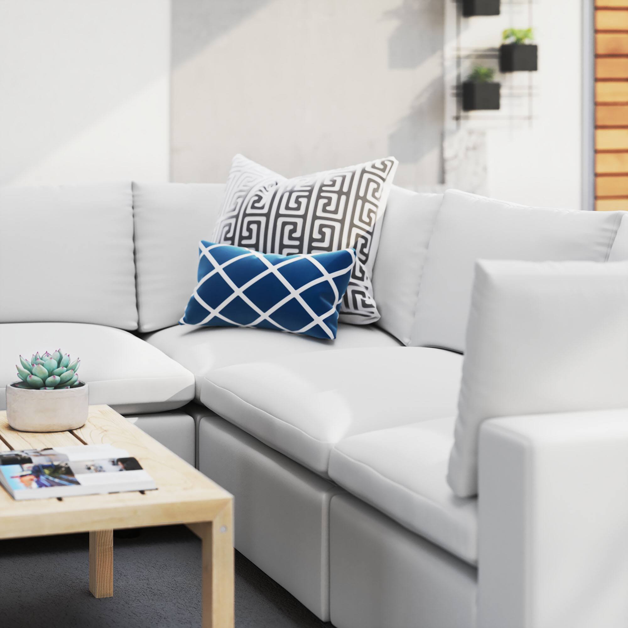 Back. Modway - Commix 5-Piece Sunbrella® Outdoor Patio Sectional Sofa by Modway - White.