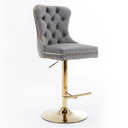 SlickBlue - Swivel Barstools Modern Upholstered Counter Chairs with Tufted Back & Adjustable Seat for Kitchen & Bar - Gray