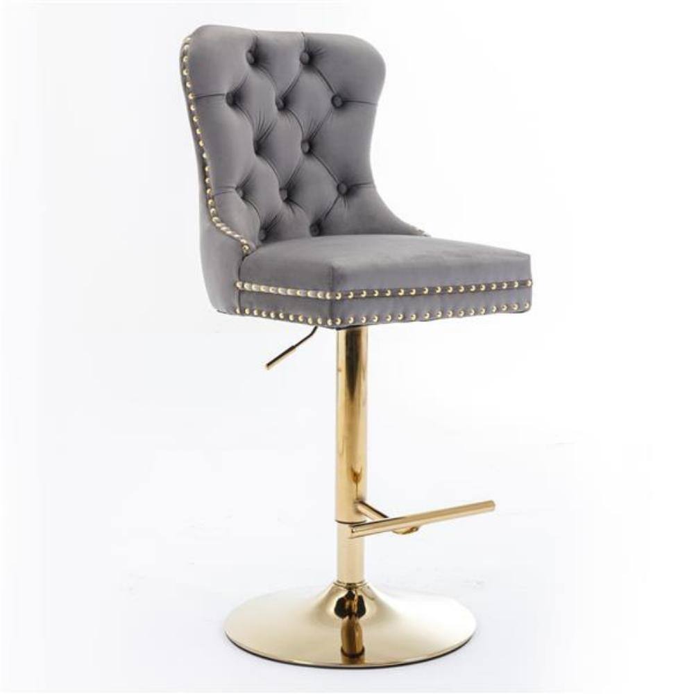 Front. SlickBlue - Swivel Barstools Modern Upholstered Counter Chairs with Tufted Back & Adjustable Seat for Kitchen & Bar - Grey.