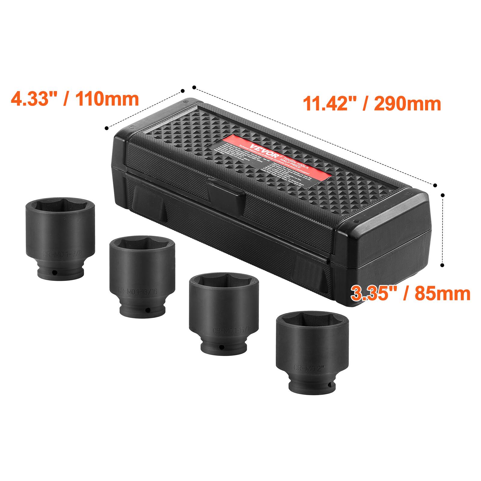 4.33" / 110mm  
11.42" / 290mm  
3.35" / 85mm  

CR-M01-7/8  
CR-M01-3/8  
CR-M01-5/8  
CR-M01-2"