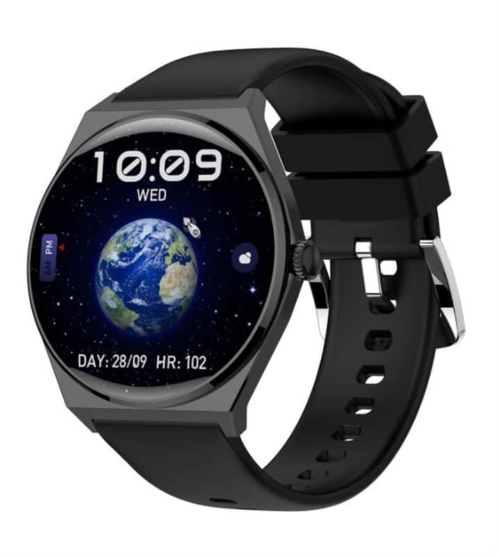 SKRAN - Slim Smartwatch with 1.43-Inch HD Screen - Bluetooth Calling, IP68 Water Resistance, Silicone - Black - (2026)