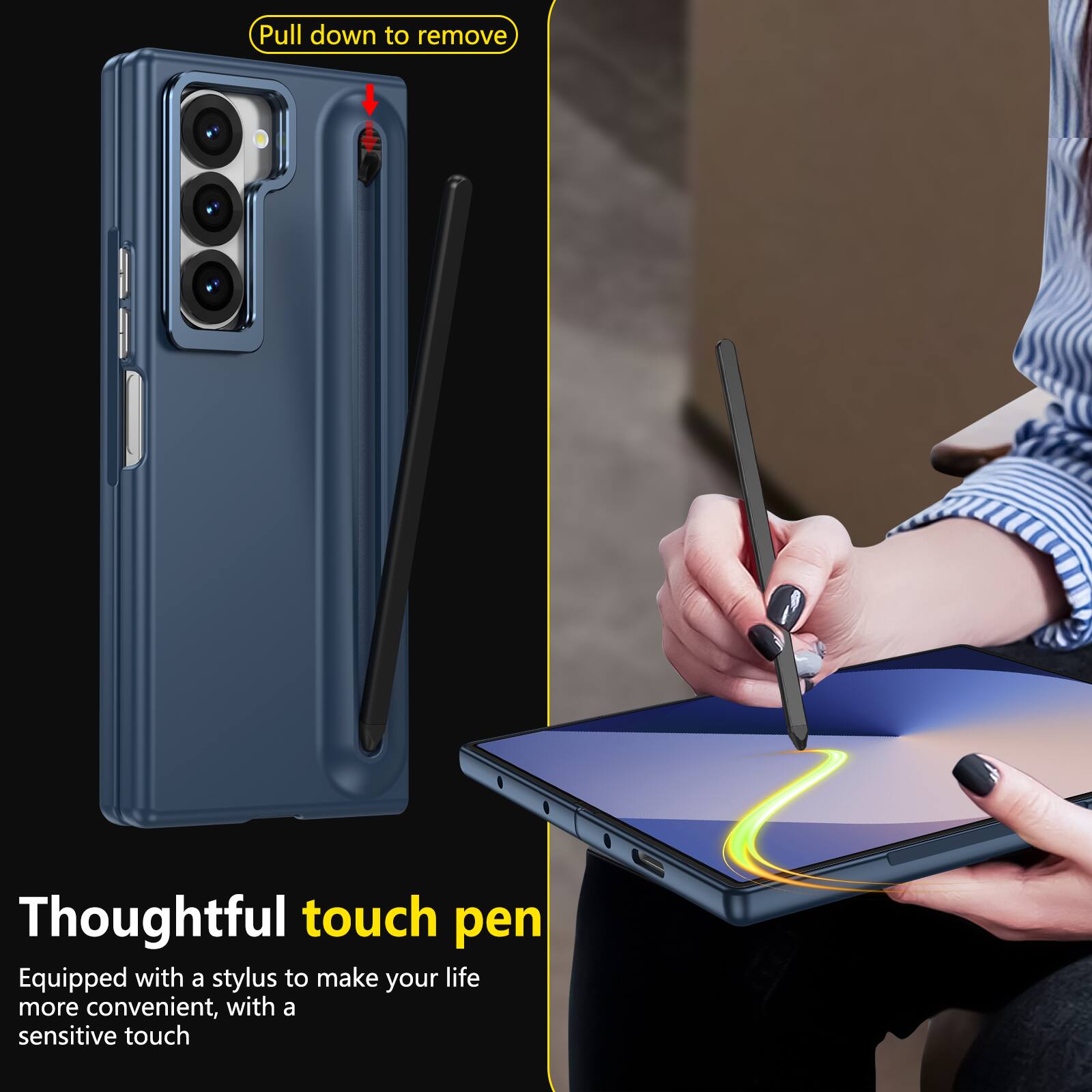 Pull down to remove

Thoughtful touch pen
Equipped with a stylus to make your life more convenient, with a sensitive touch