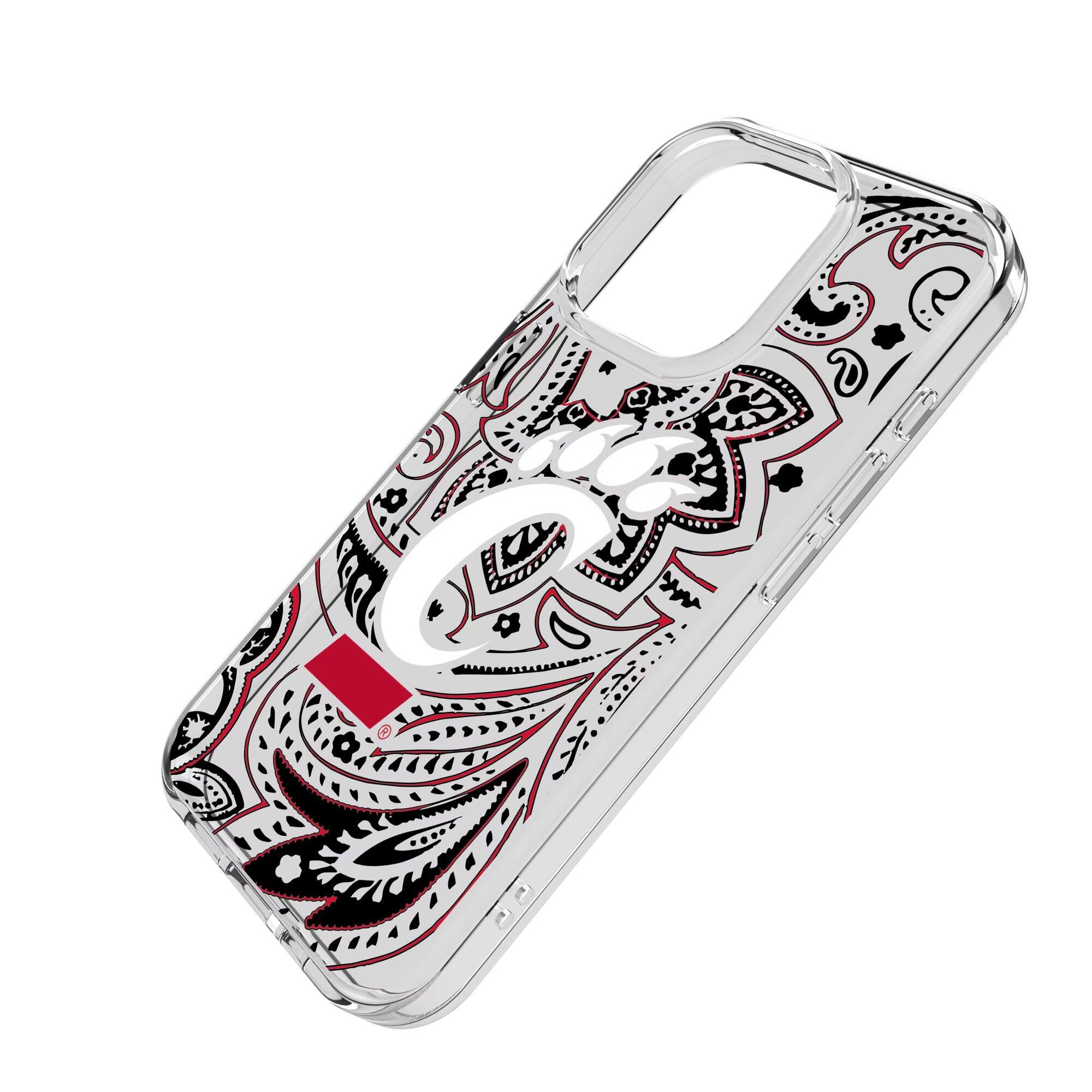 Alt View 1. Keyscaper - Cincinnati Bearcats iPhone Paisley Design Clear Case - 15 Pro - Multicolor.