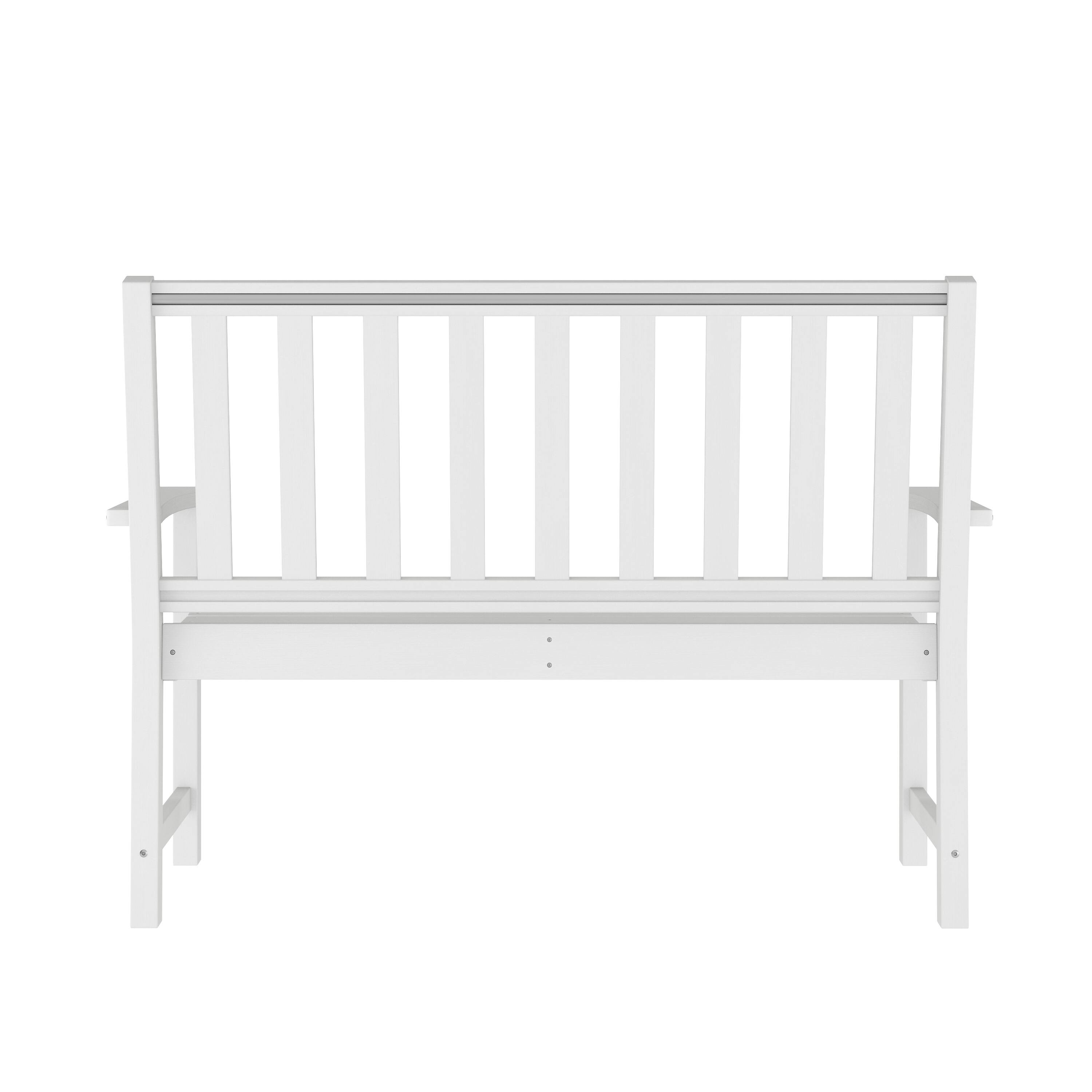 Back. Flash Furniture - Ellsworth Commercial Grade 50" All Weather Indoor/Outdoor Recycled HDPE Bench with Contoured Seat in White - White.