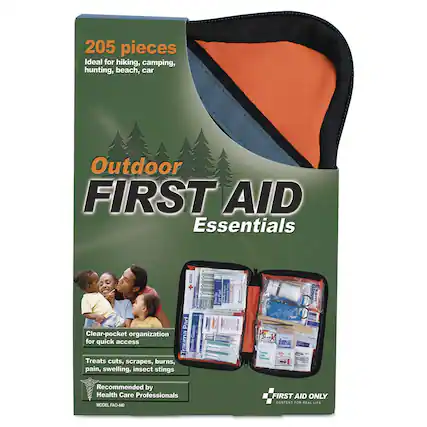 205 pieces
Ideal for hiking, camping, hunting, beach, car
Outdoor FIRST AID Essentials
Clear-pocket organization for quick access
Treats cuts, scrapes, burns, pain, swelling, insect stings
Recommended by Health Care Professionals
MODEL LFAO-440
FIRST AID ONLY
CONTENT FOR REAL LIFE