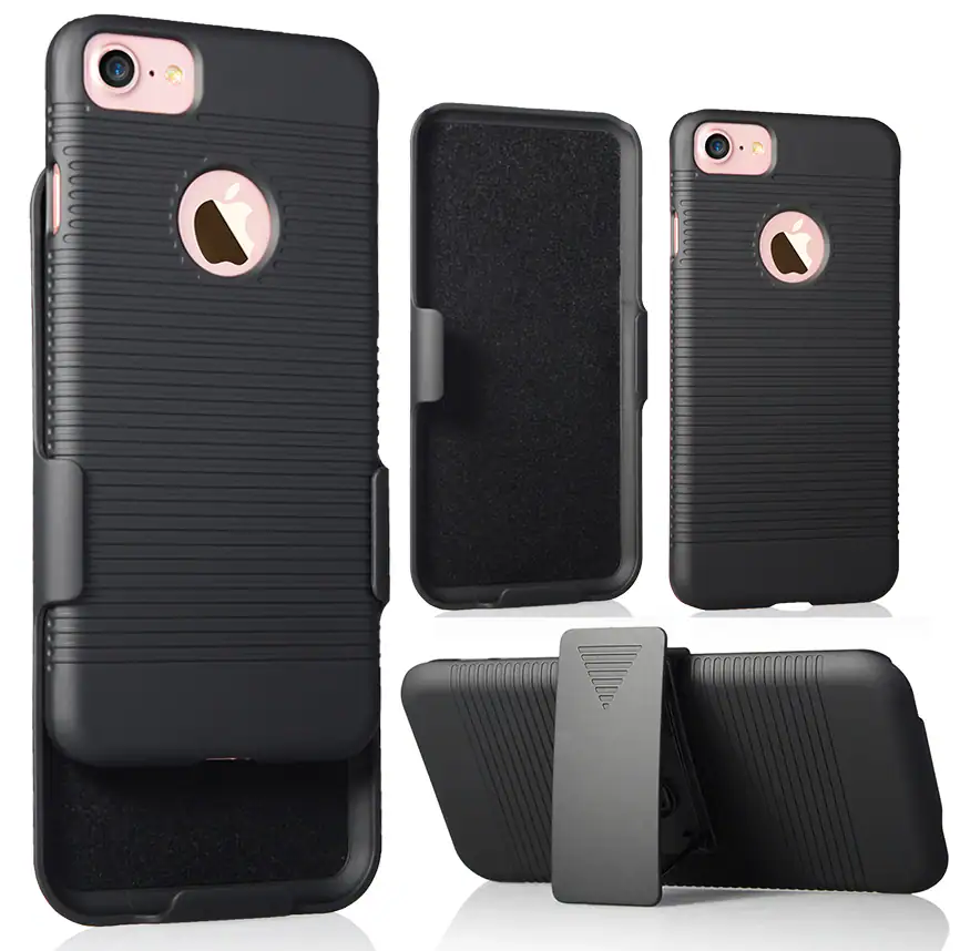 Front. Nakedcellphone - Case and Belt Clip Holster for iPhone 7 - Black.