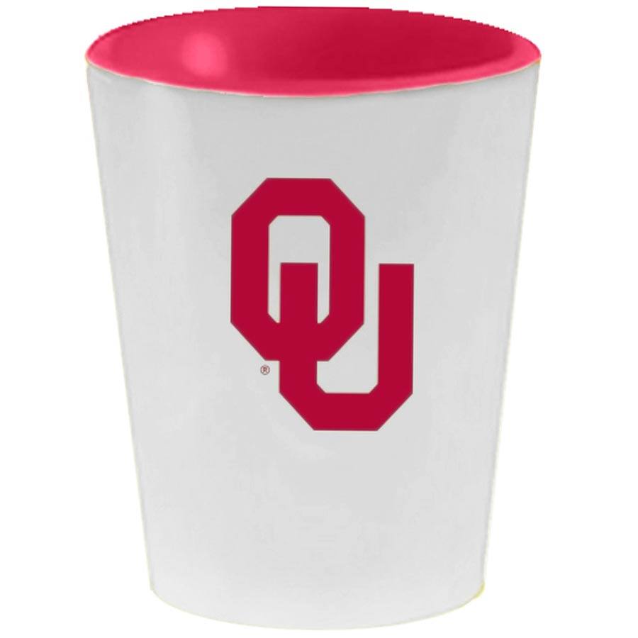 Front. The Memory Company - Oklahoma Sooners 2oz. Inner Color Ceramic Cup - Multicolor.
