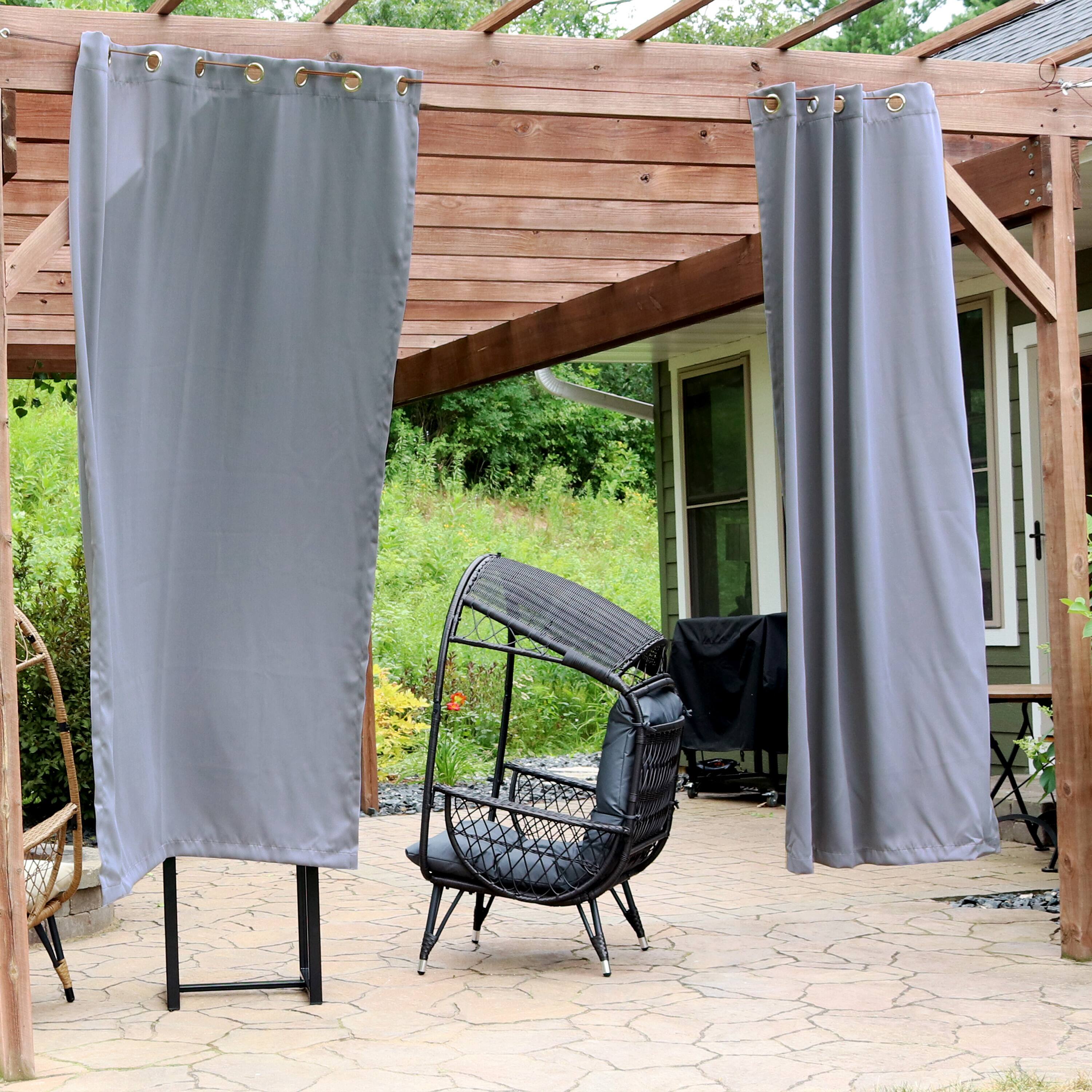 Alt View 1. Sunnydaze - Outdoor Blackout Curtain Panel - 52 in x 96 in - Set of 2 - Gray.
