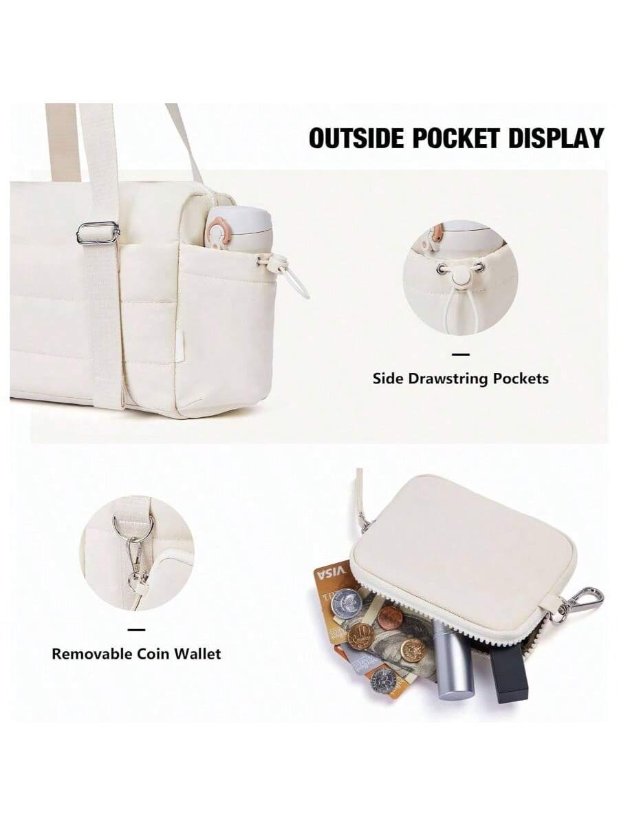 OUTSIDE POCKET DISPLAY

- Side Drawstring Pockets
- Removable Coin Wallet