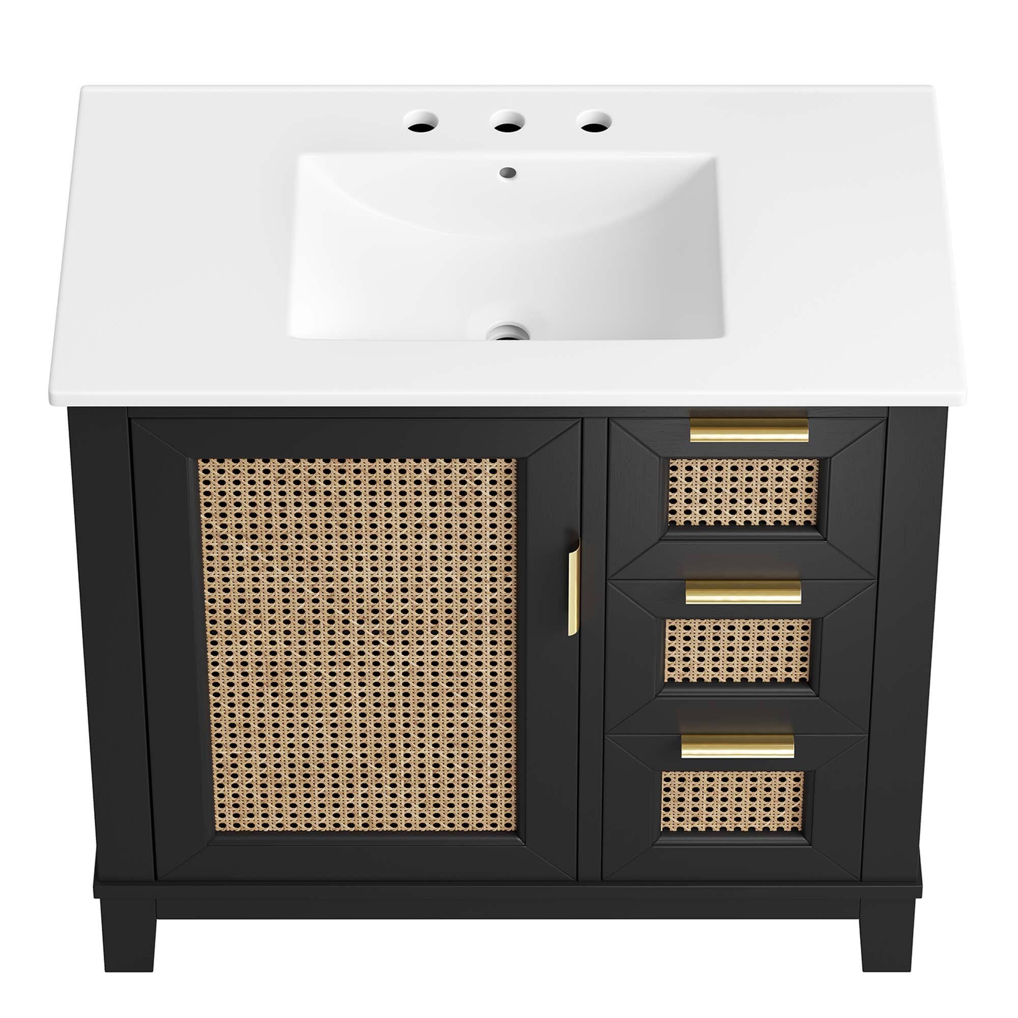 Alt View 7. Modway - Dixie Bathroom Vanity Basin Included by Modway - Black White.