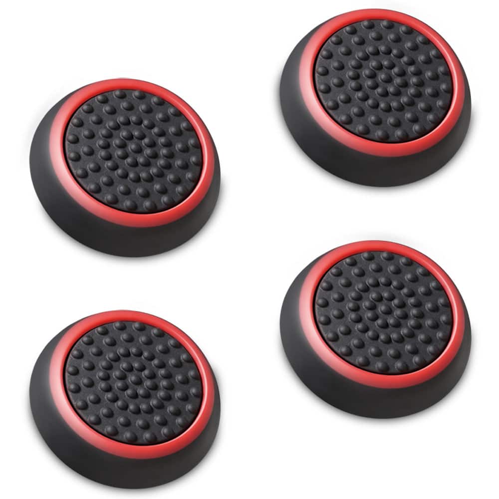 Fosmon - [2 Pair / 4 Pcs] For Nintendo Switch Thumb Grips, Switch Joycon Grip, Silicone PS5 Controller Thumb Grips, Black/Red - Multicolored