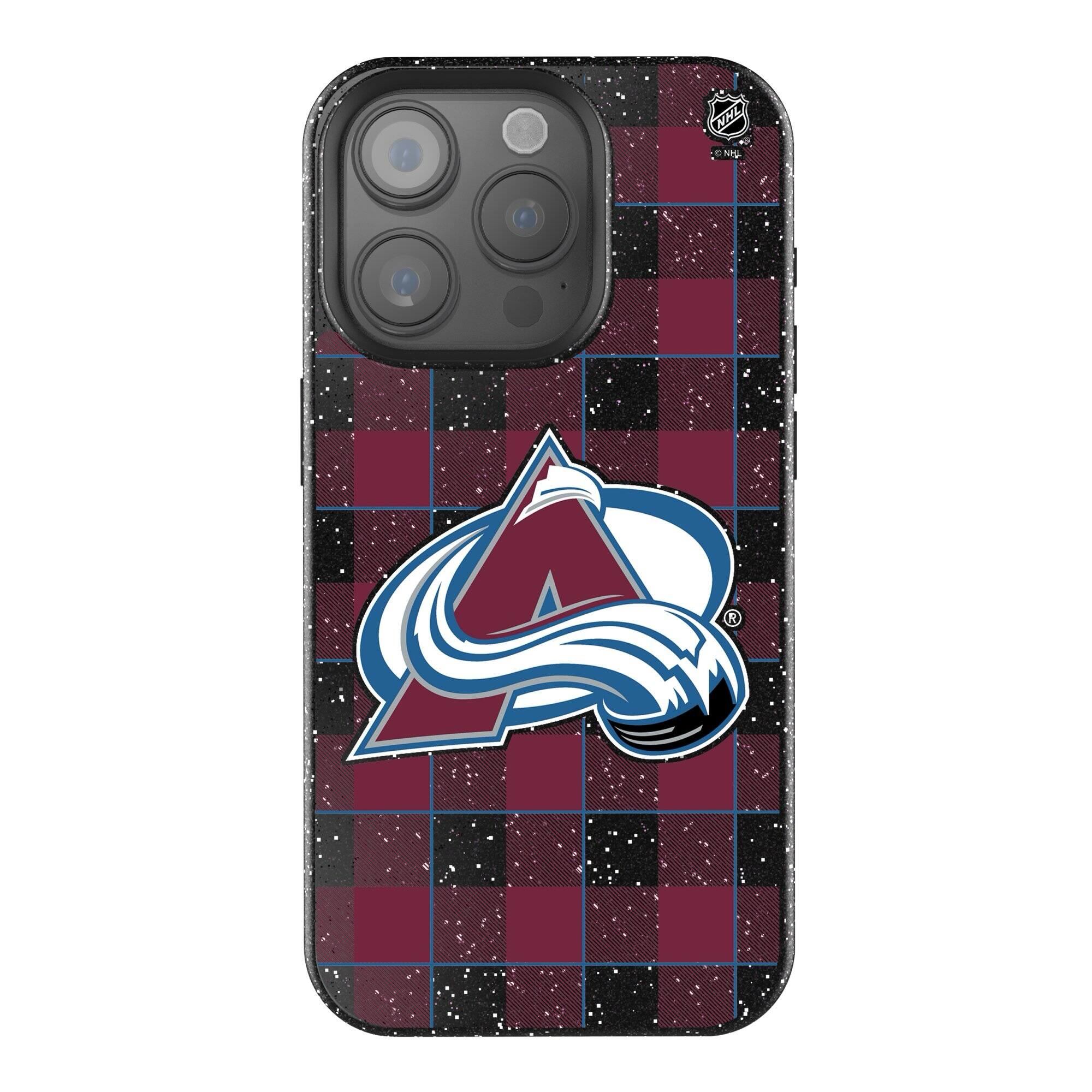 Front. Keyscaper - Colorado Avalanche Plaid Bling iPhone Case - 16 Pro Max - Multicolor.