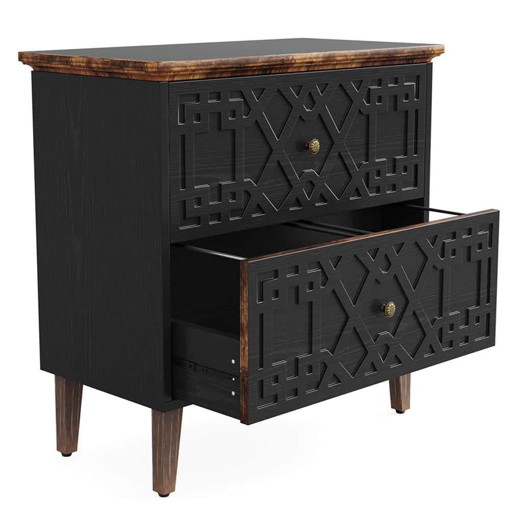 Front. Kadyn - Kadyn Filing Stroage Cabinets,File Stroage Cabinet, Wood File Cabinet, 2-Drawer Filing Cabinet Storage Cabinet,Black - Black.