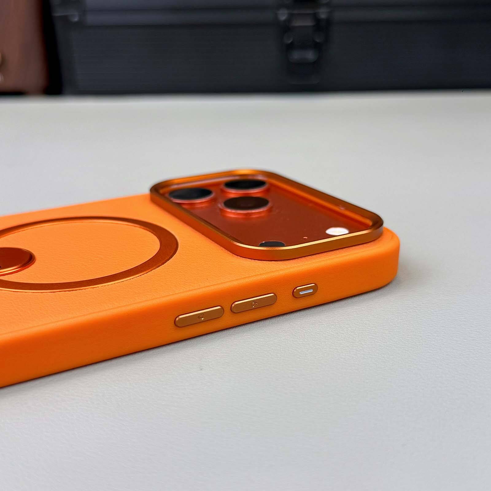 Alt View 3. Dteck - Rugged Magnetic Case for Apple iPhone 17 Pro Max with Integrated Stand, Slim Shockproof Dual Layer Protective Cover - Orange.