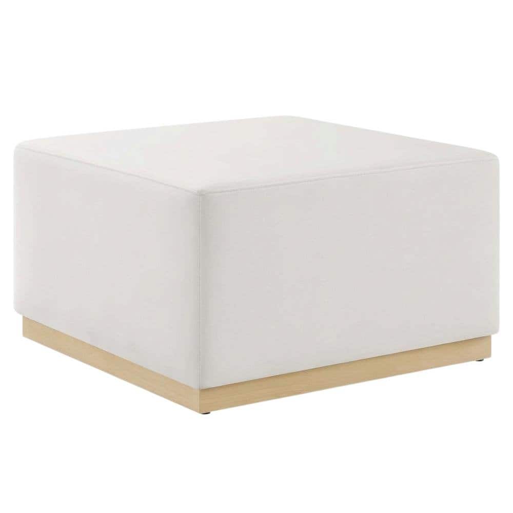 Outdoor Escape - Square Performance Velvet Ottoman in Neutral Fabric for Outdoor Lounge - Gray