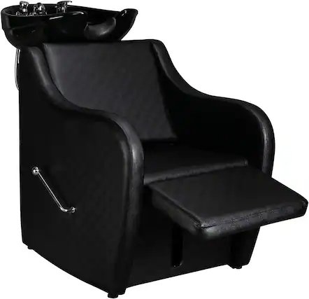 Front. Winado - Backwash Unit Salon Shampoo Chair with Ceramic Bowl, Soft Gel Neck Rest, Adjustable Footrest for Barbershop Spa Beauty - Black.