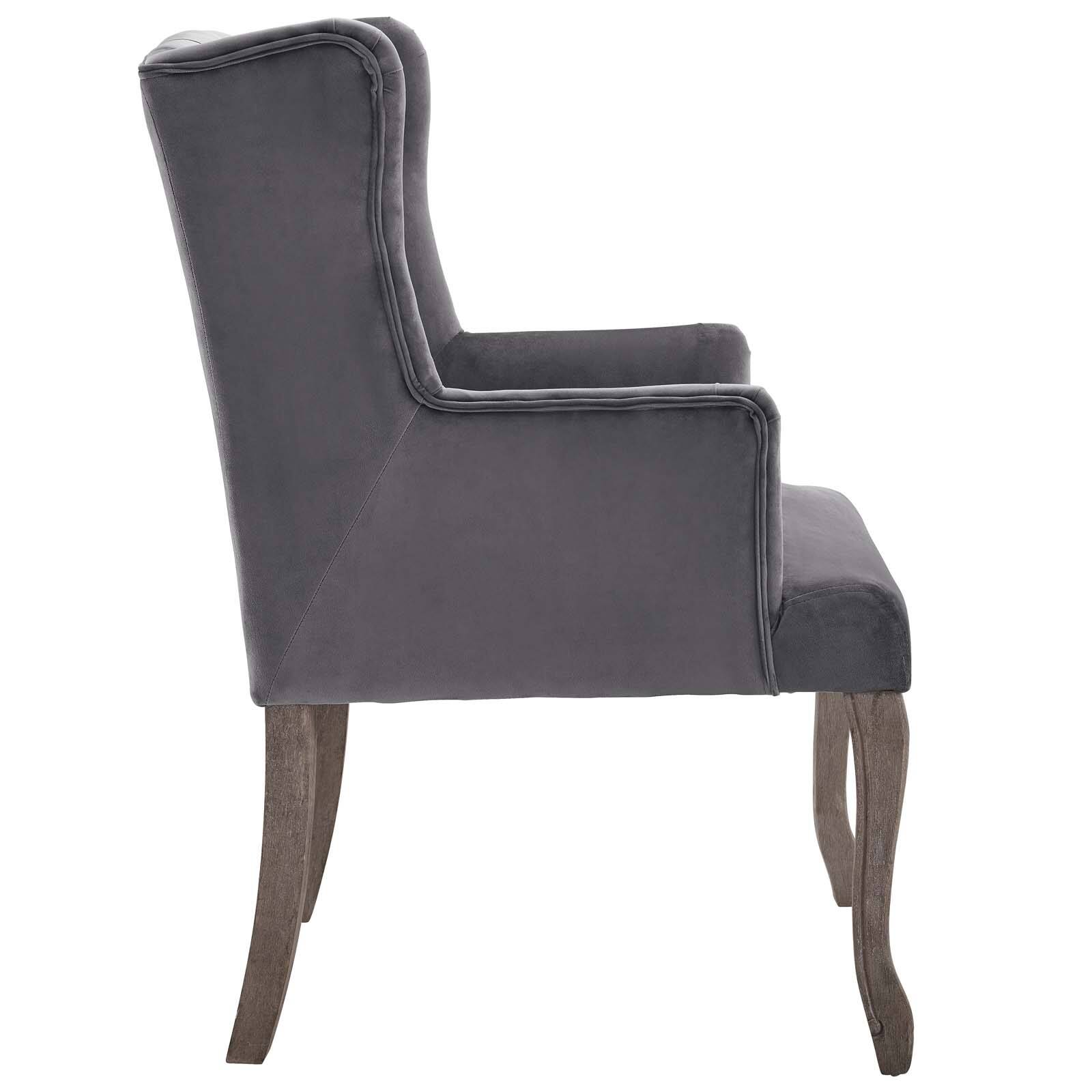 Left. Modway - Realm French Vintage Dining Performance Velvet Armchair by Modway - Gray.