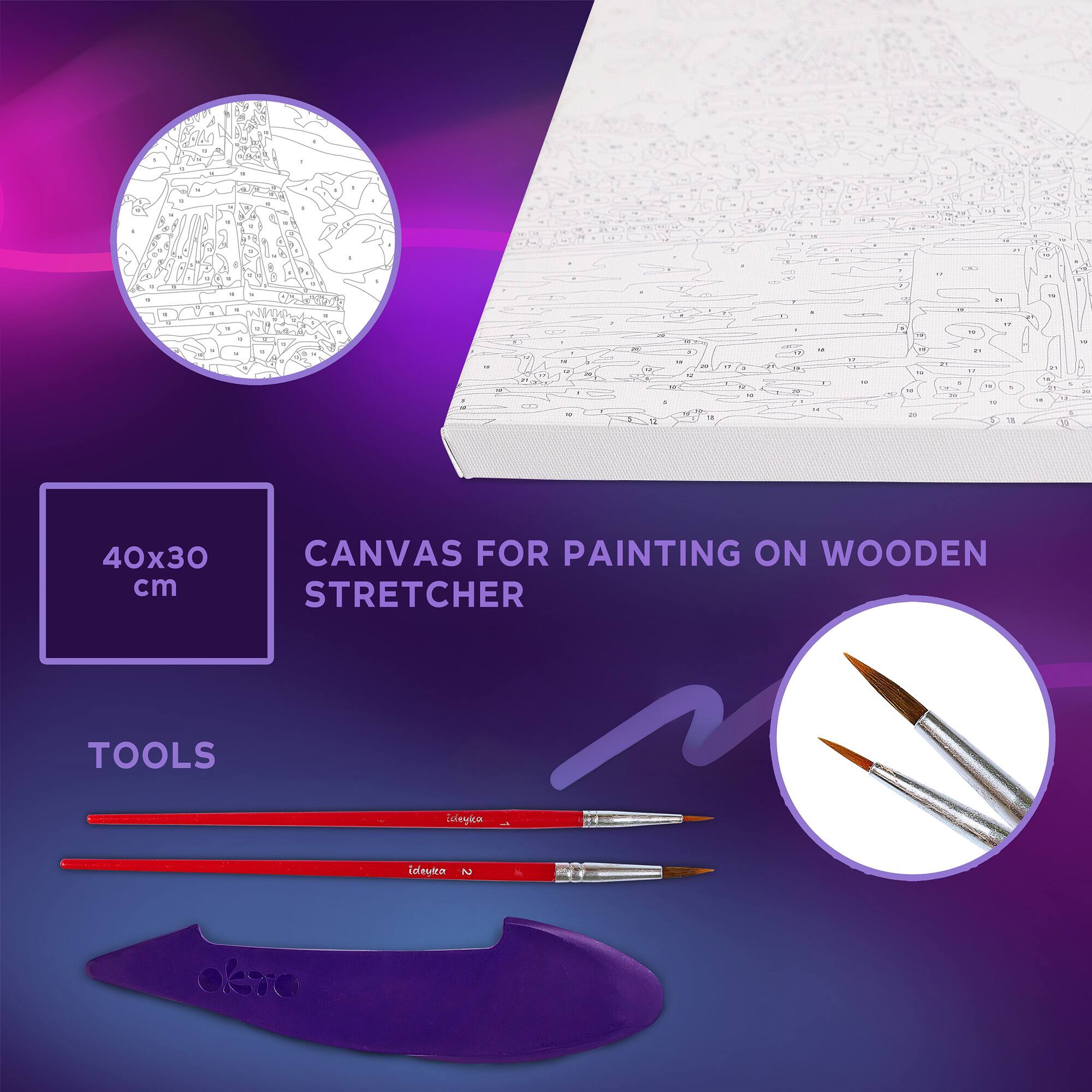 40x30 CANVAS FOR PAINTING ON WOODEN STRETCHER  
TOOLS
