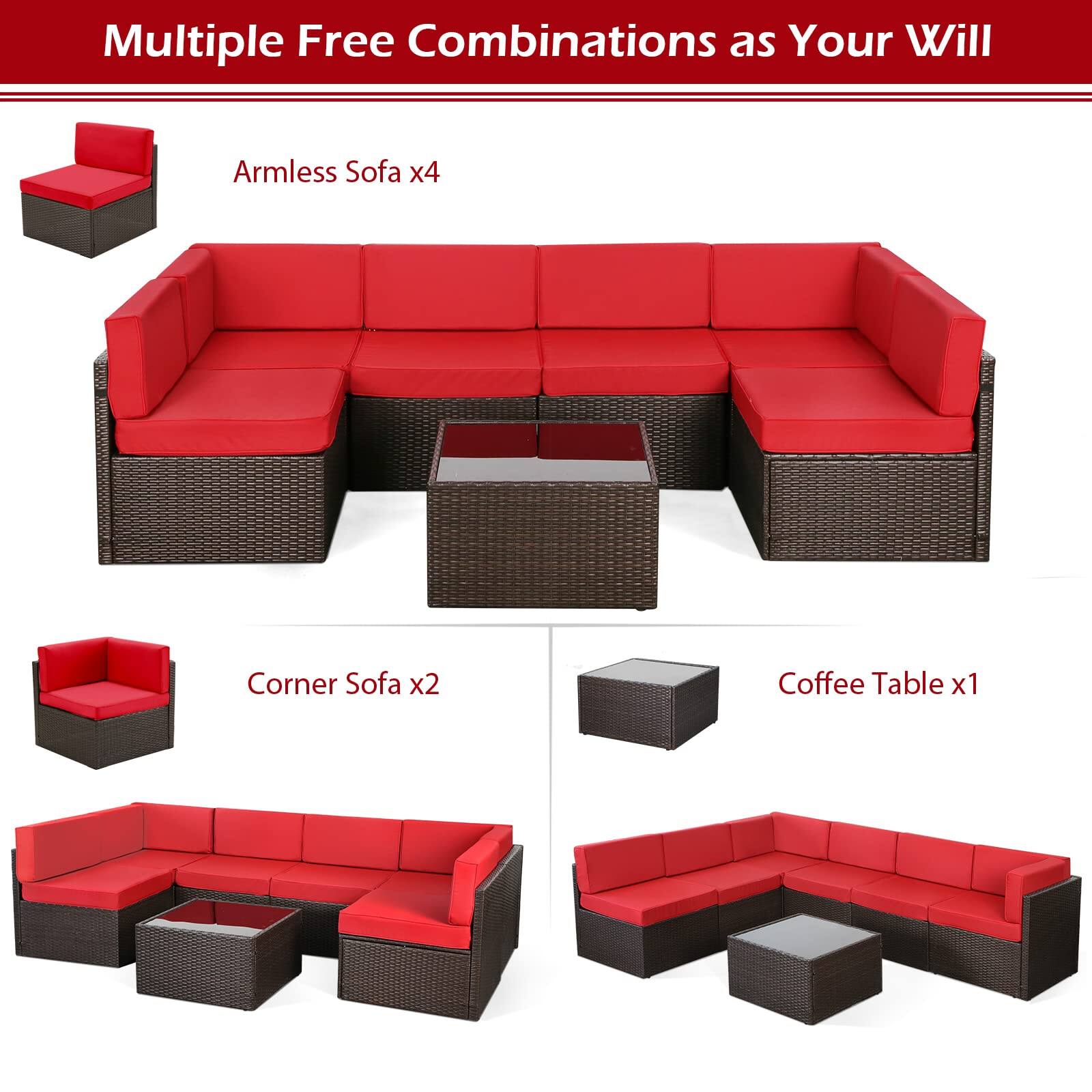 Multiple Free Combinations as Your Will

- Armless Sofa x4
- Corner Sofa x2
- Coffee Table x1