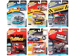 "Street Freaks" 2021 Set A of 6 Cars Release 4 1/64 Diecast Model Cars by Johnny Lightning - Multicolor