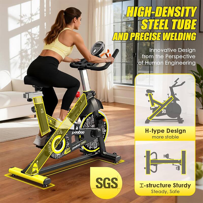 Pooboo Adjustable Exercise Bike, Indoor Cycling Bike for Home