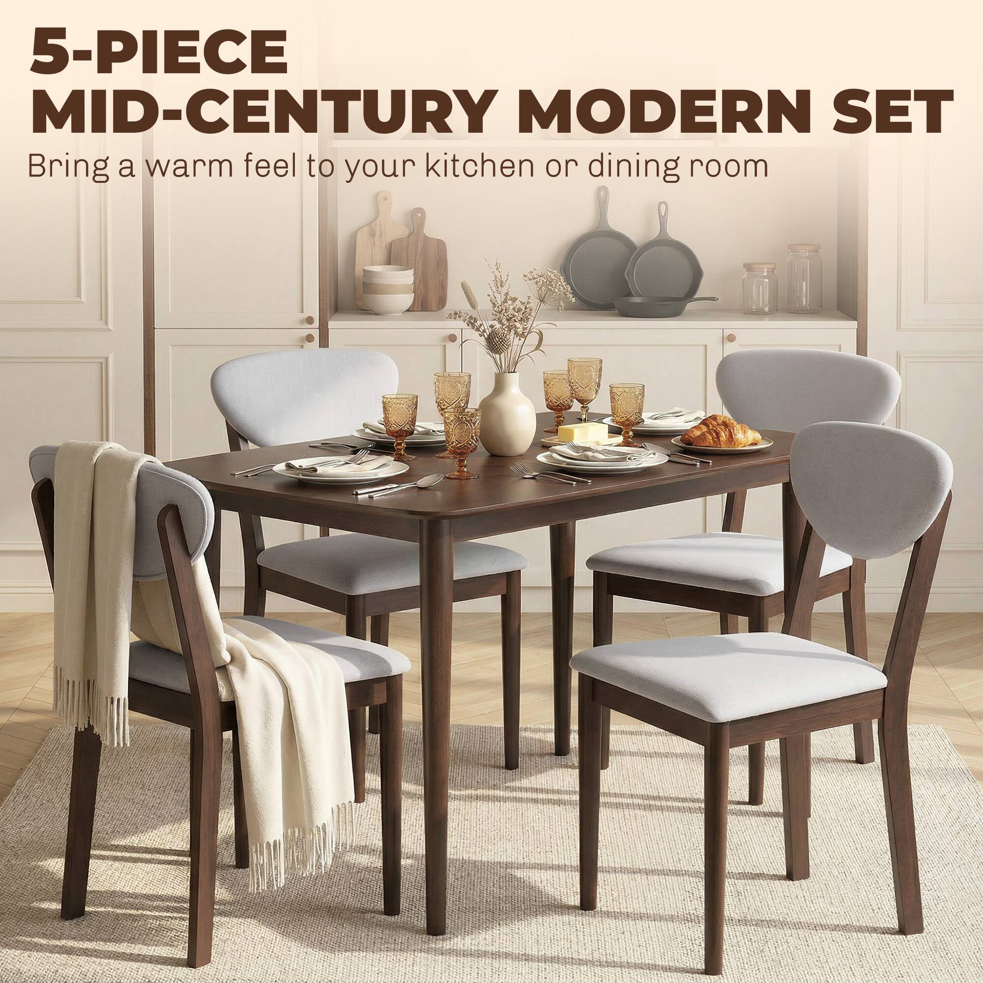 5-PIECE MID-CENTURY MODERN SET  
Bring a warm feel to your kitchen or dining room