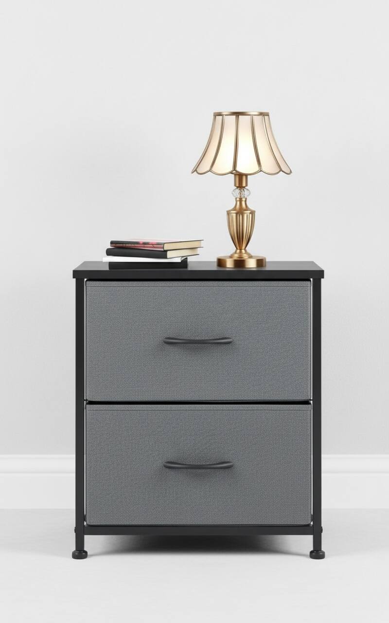 Alt View 6. AOITUN - Compact Nightstand for Daily Dorm Living, 20" Bedside Table with 2 Drawers, Works Well with Twin XL Dorm Setup - Gray.
