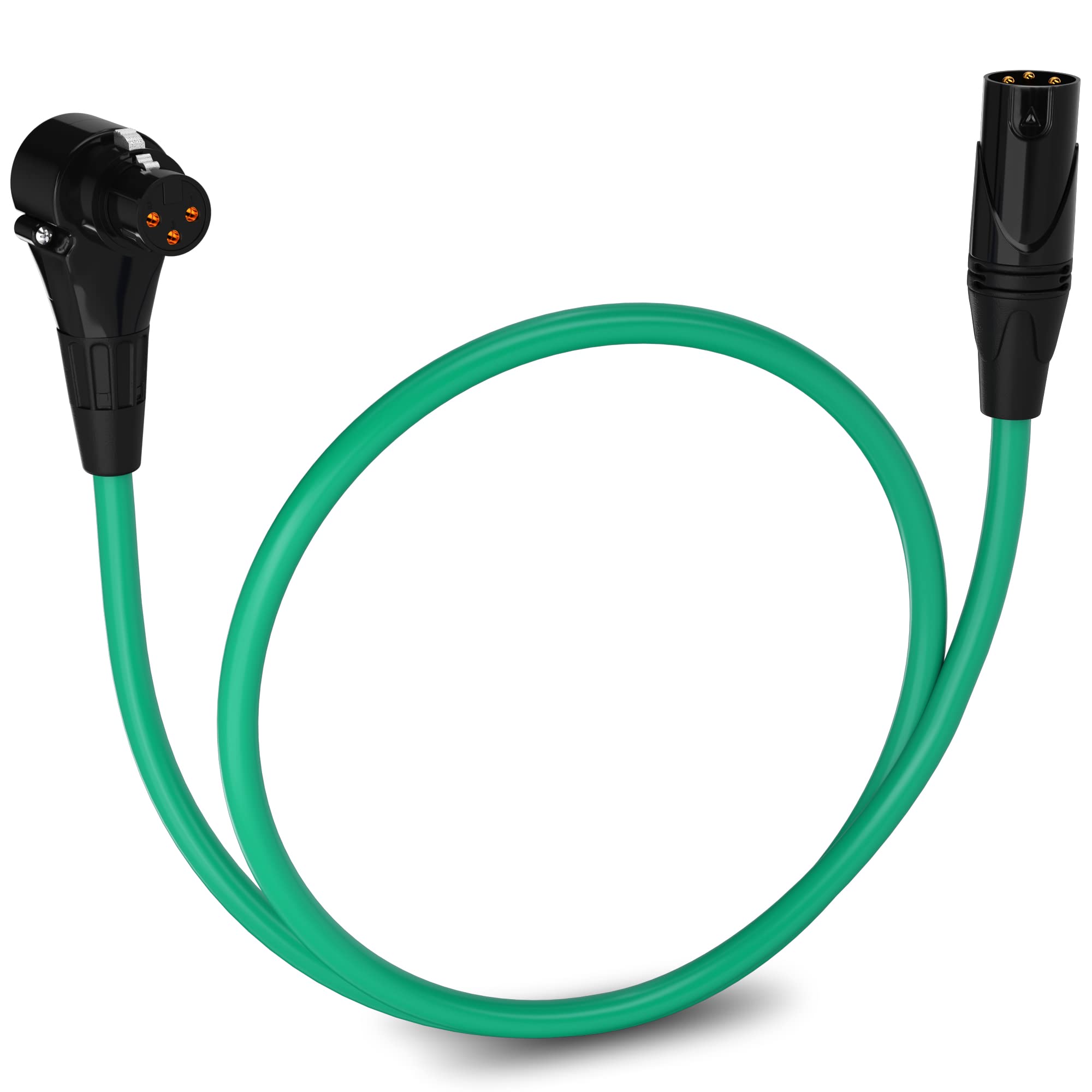 Front. Lyxpro - 1.5 Ft Right Angle XLR Cable, Female to Male, 3 Pin Microphone Cable - Green.