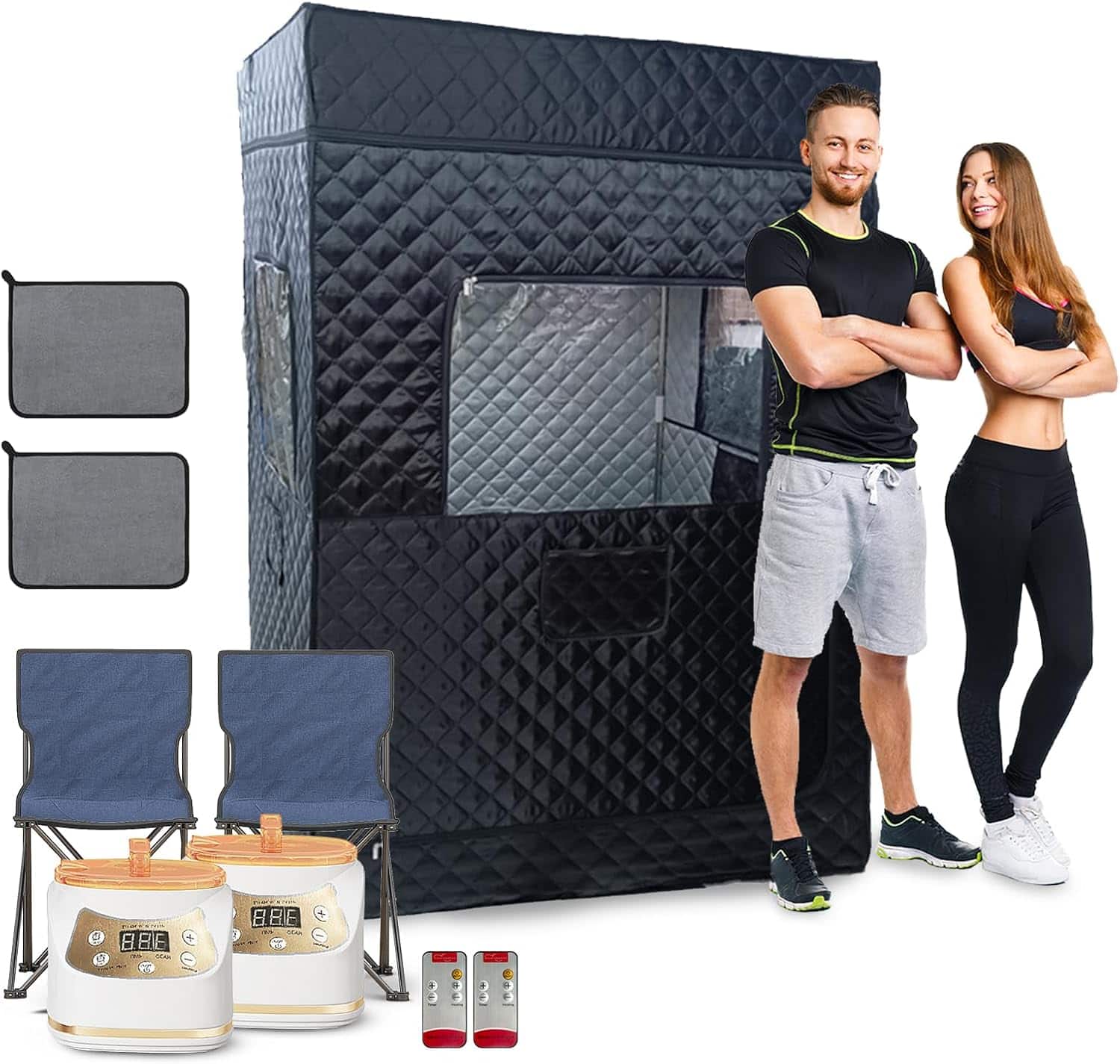 Circus Cirle - 2-Person Portable Sauna Box for Home with Remote Control - Black