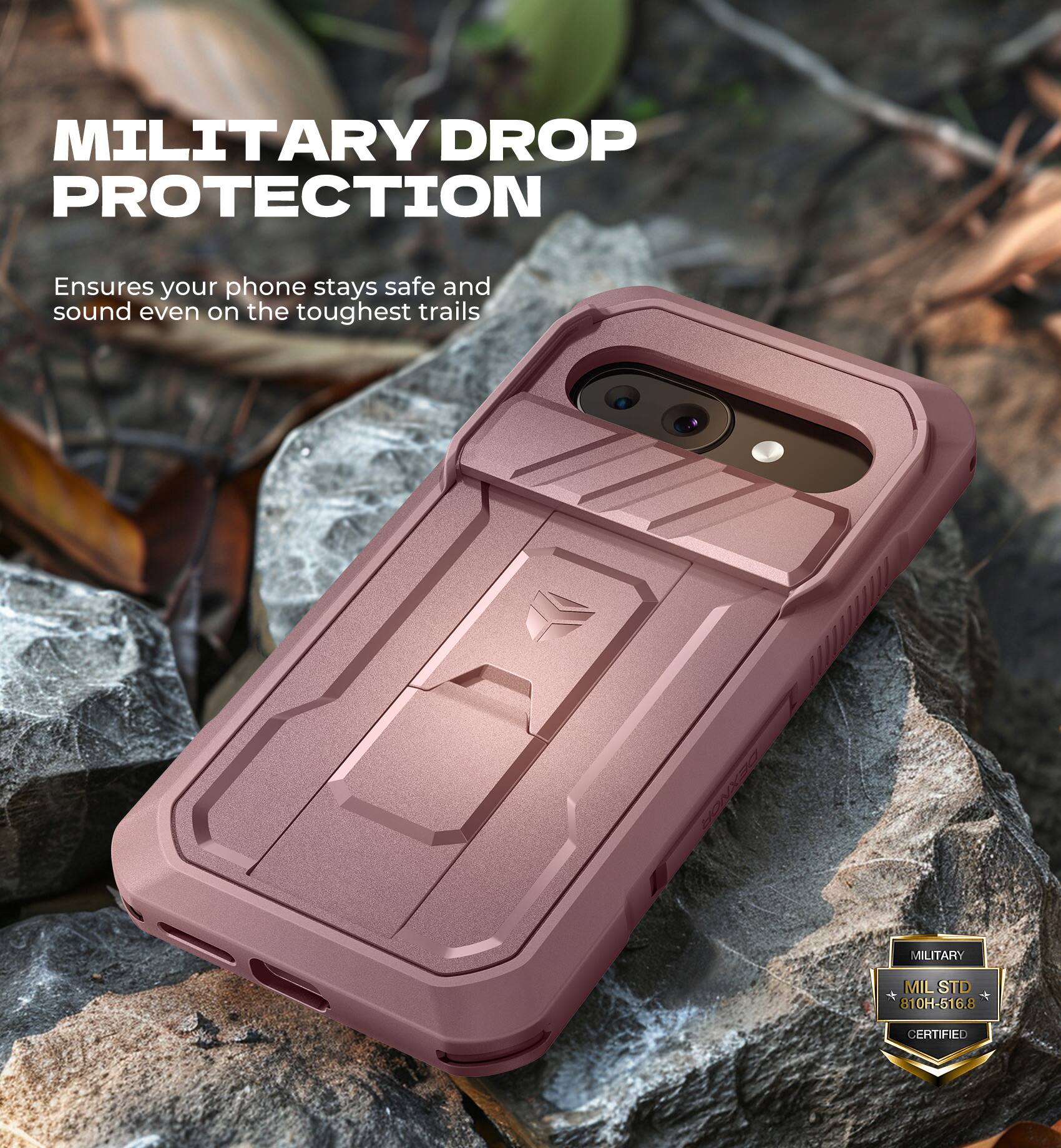 MILITARY DROP PROTECTION
Ensures your phone stays safe and sound even on the toughest trails
MILITARY MIL STD 810H-516.8 CERTIFIED