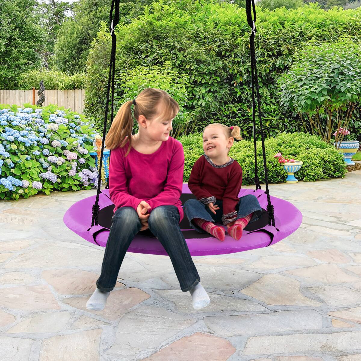 Alt View 4. Costway - Costway 40" Flying Saucer Tree Swing Indoor Outdoor Play Set Swing for Kids - Purple.