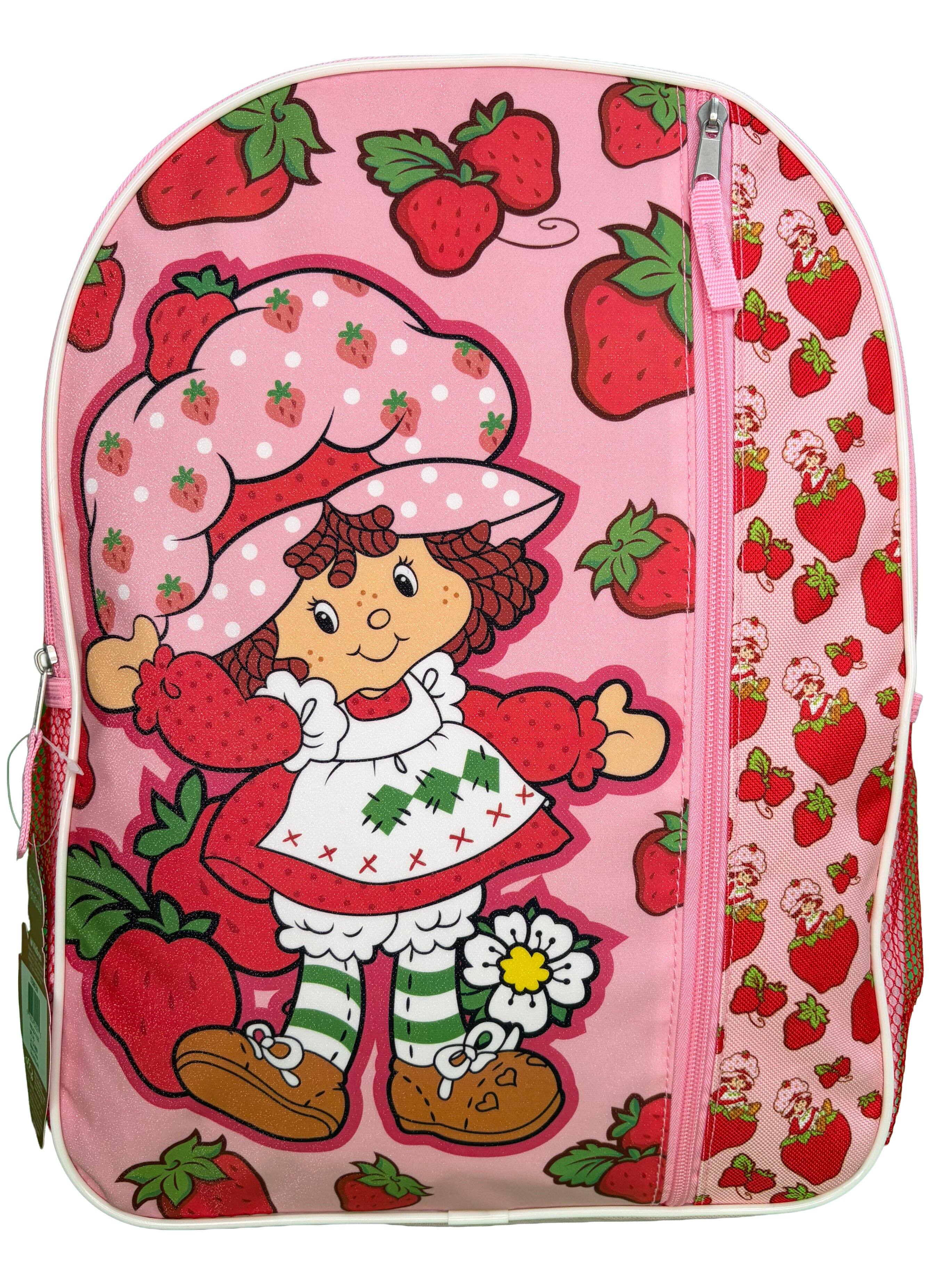 Alt View 1. American Greetings - Strawberry Short 16" Pink Nylon School Backpack 16" Bookbag for Girls, with a Large front Pocket - Pink.