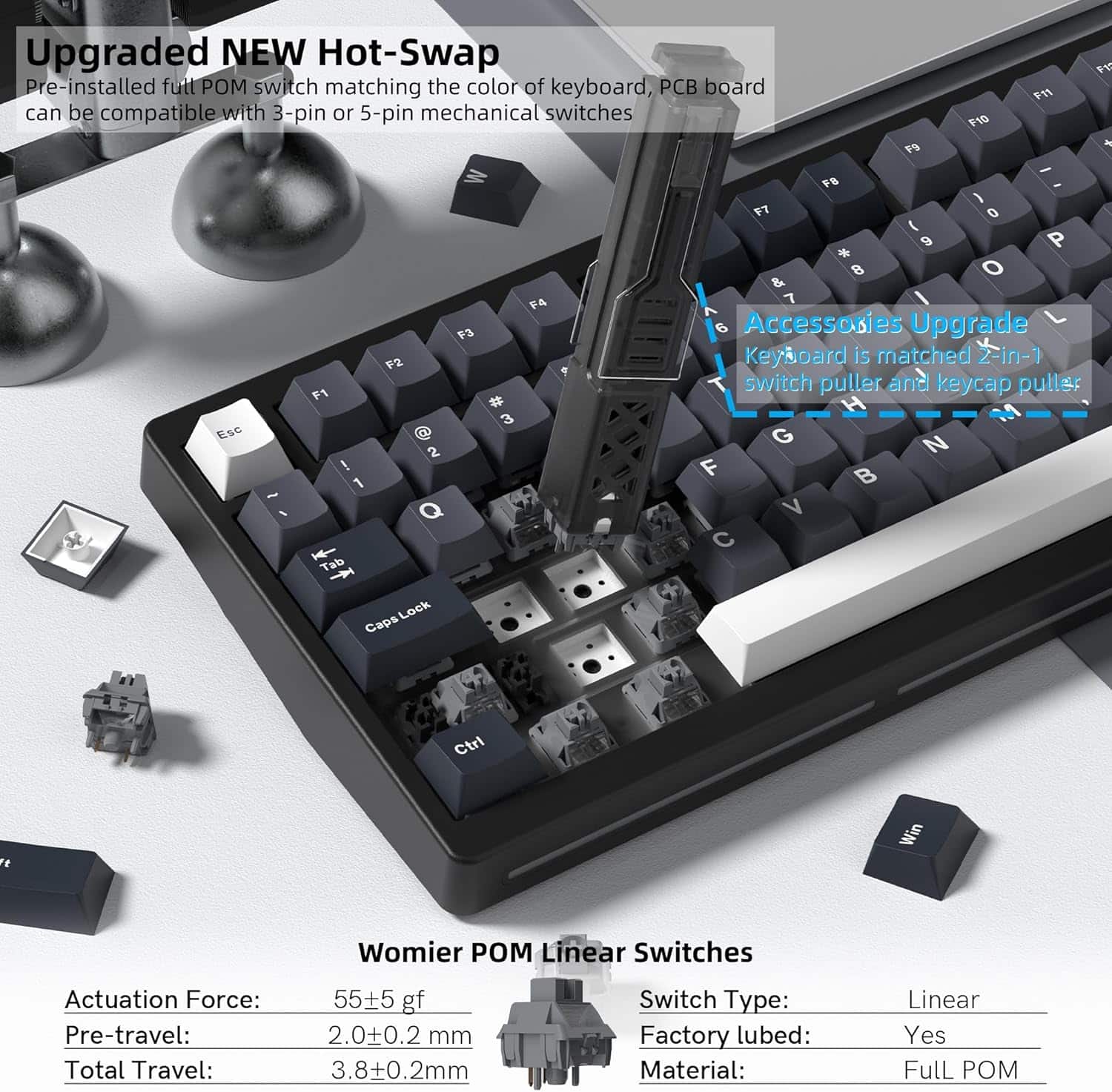 Womier MT75 Wireless Mechanical Keyboard, 75% Layout Gaming