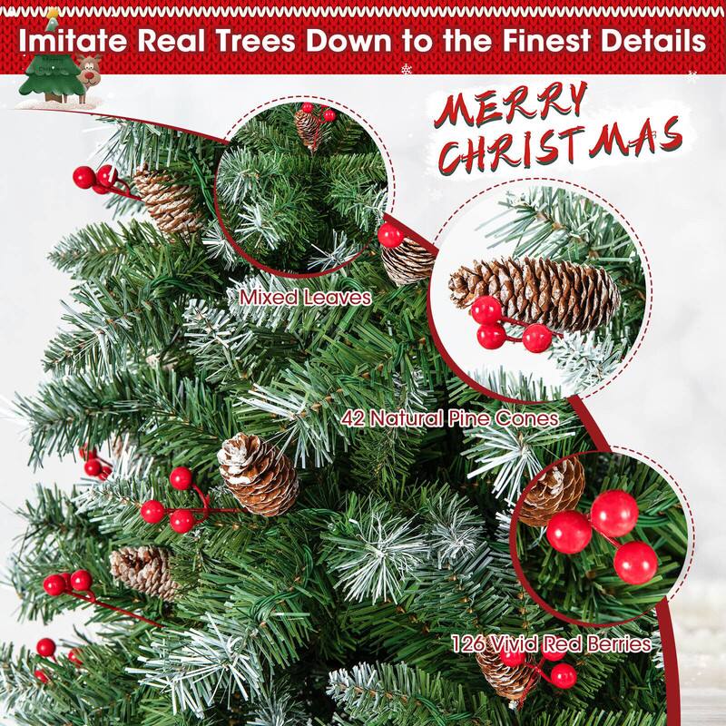Imitate Real Trees Down to the Finest Details

MERRY CHRISTMAS

Mixed Leaves

42 Natural Pine Cones

126 Vivid Red Berries